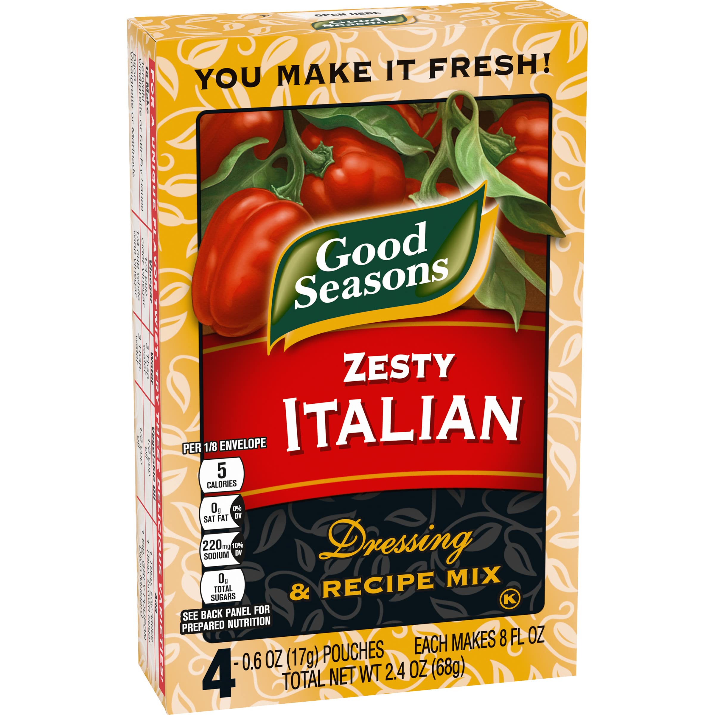 Good Seasons Zesty Italian dressing serving portions for convenient meals