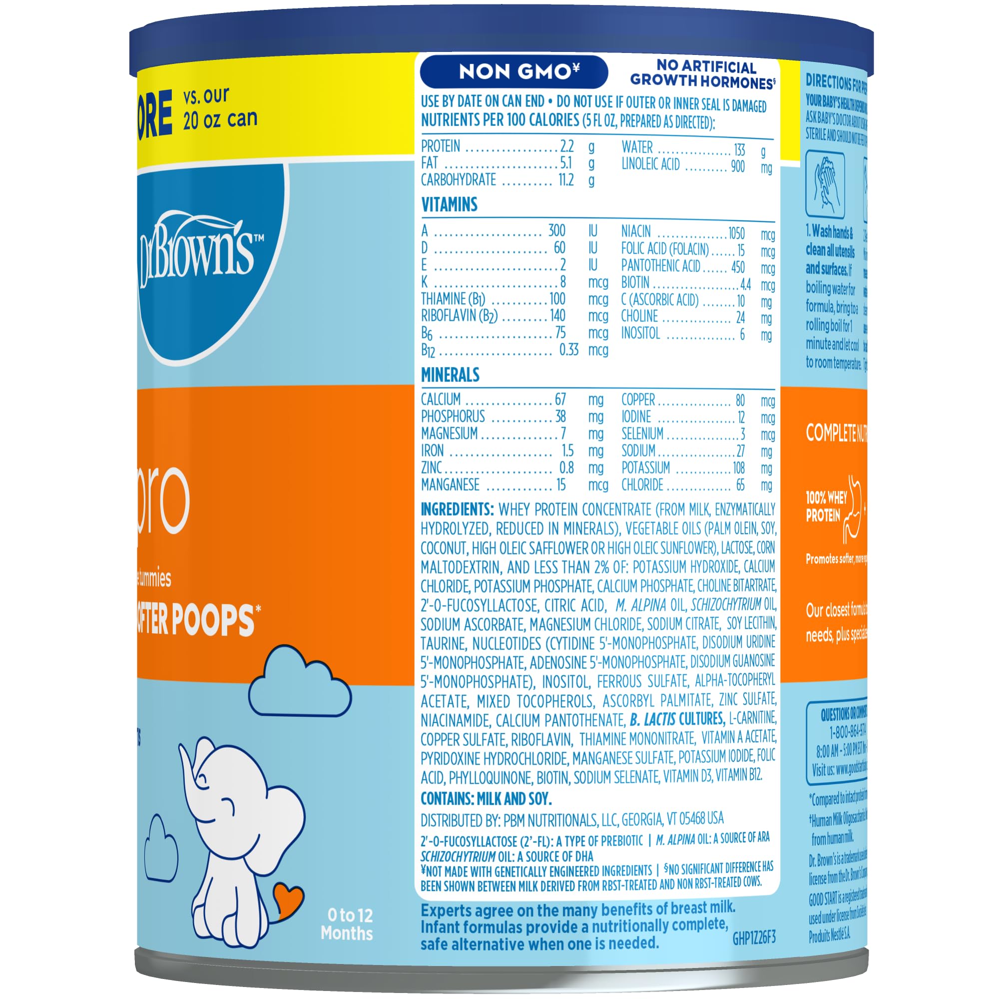 Good Start Gentle Pro allergen information note emphasizes lactose and milk ingredients.