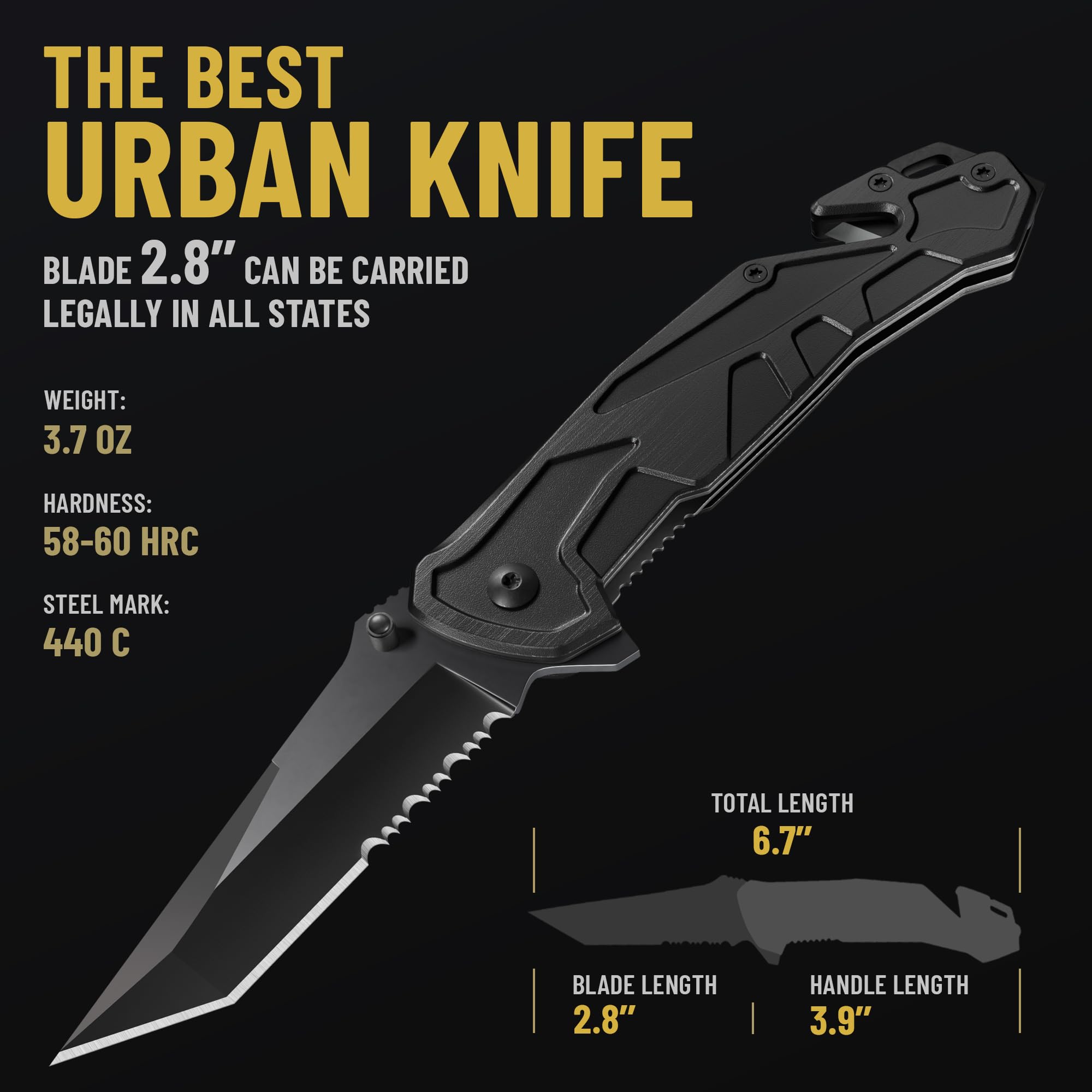 GOOD WORKER 440C steel blade detail emphasizes edge retention for reliable cutting