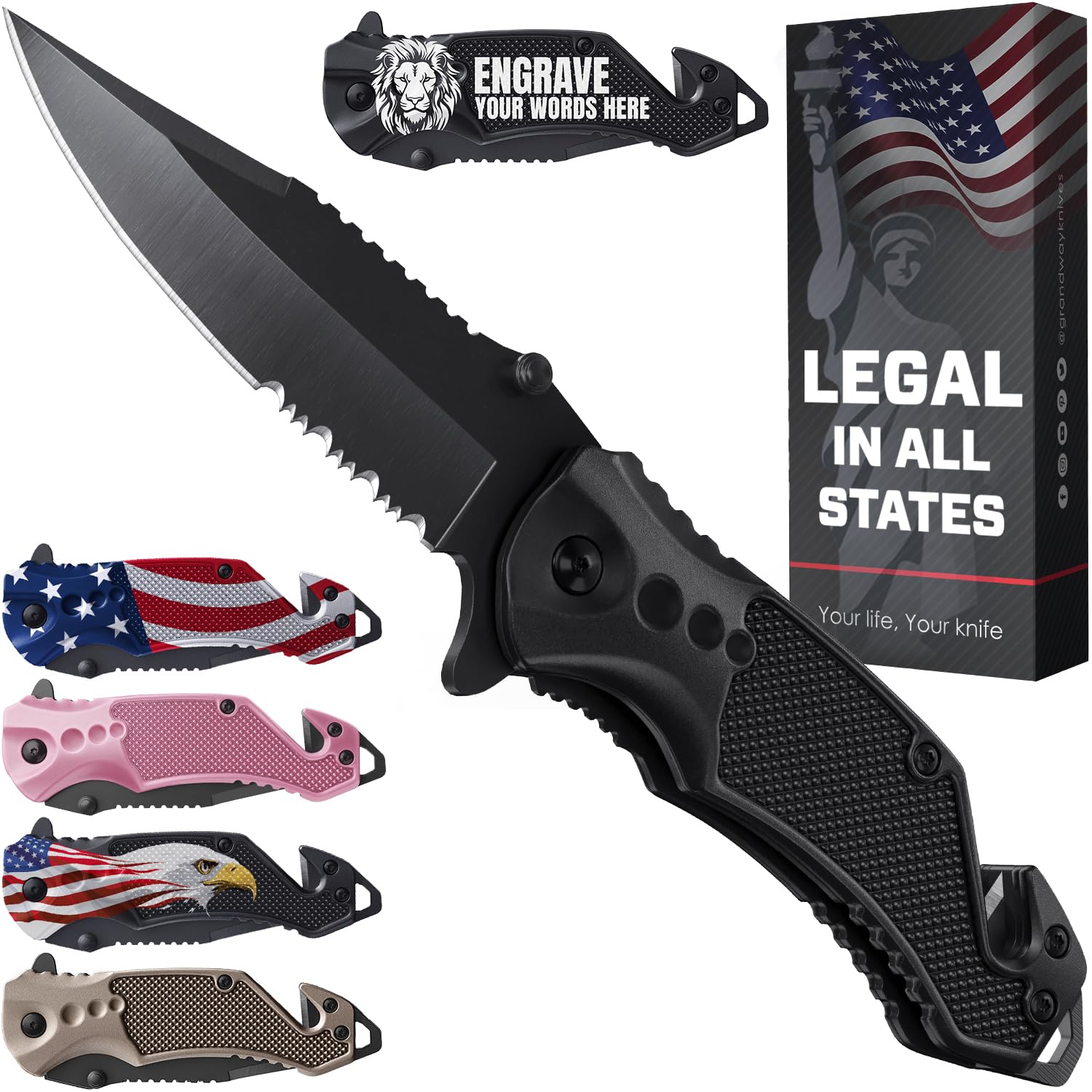 GOOD WORKER pocket knife with serrated blade for durable everyday tasks