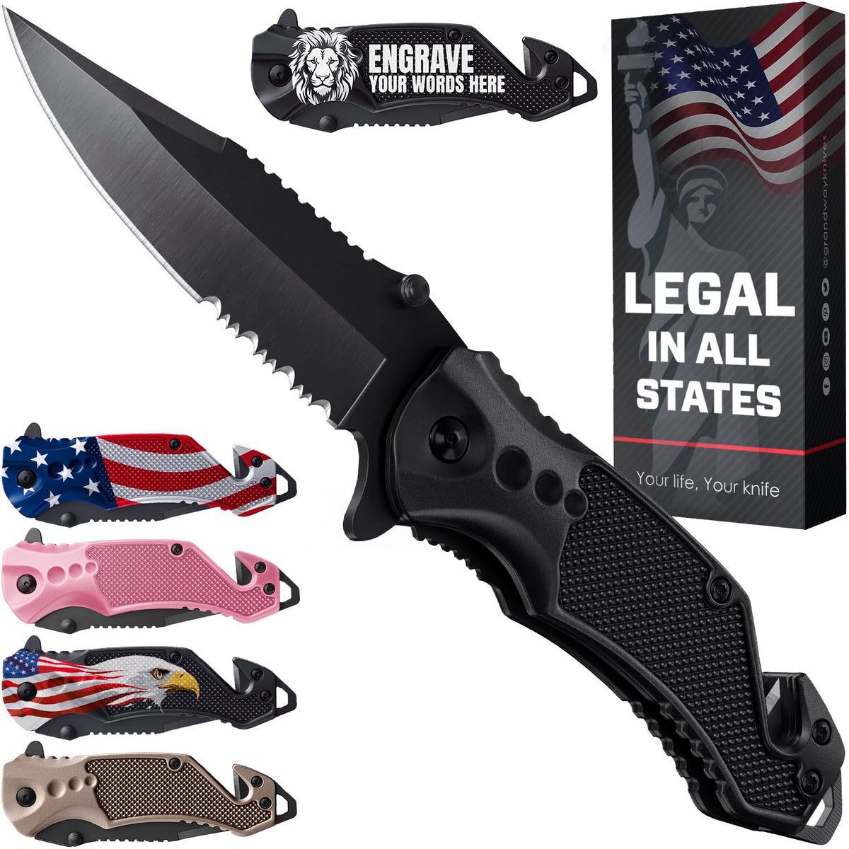 GOOD WORKER pocket knife with serrated blade for durable everyday tasks