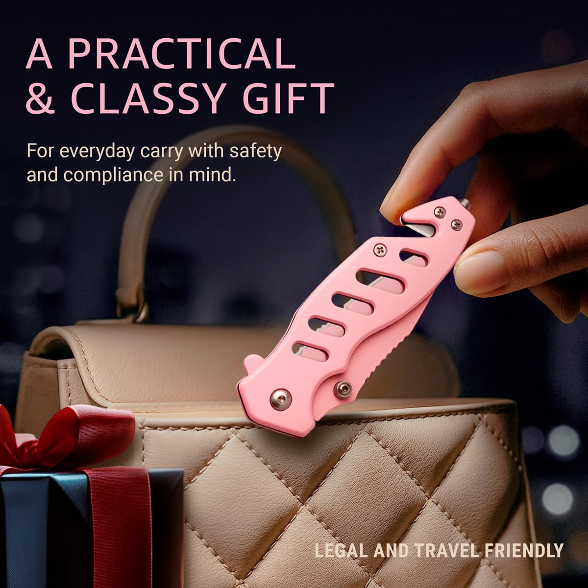 GOOD WORKER pink pocket knife gift idea for women.