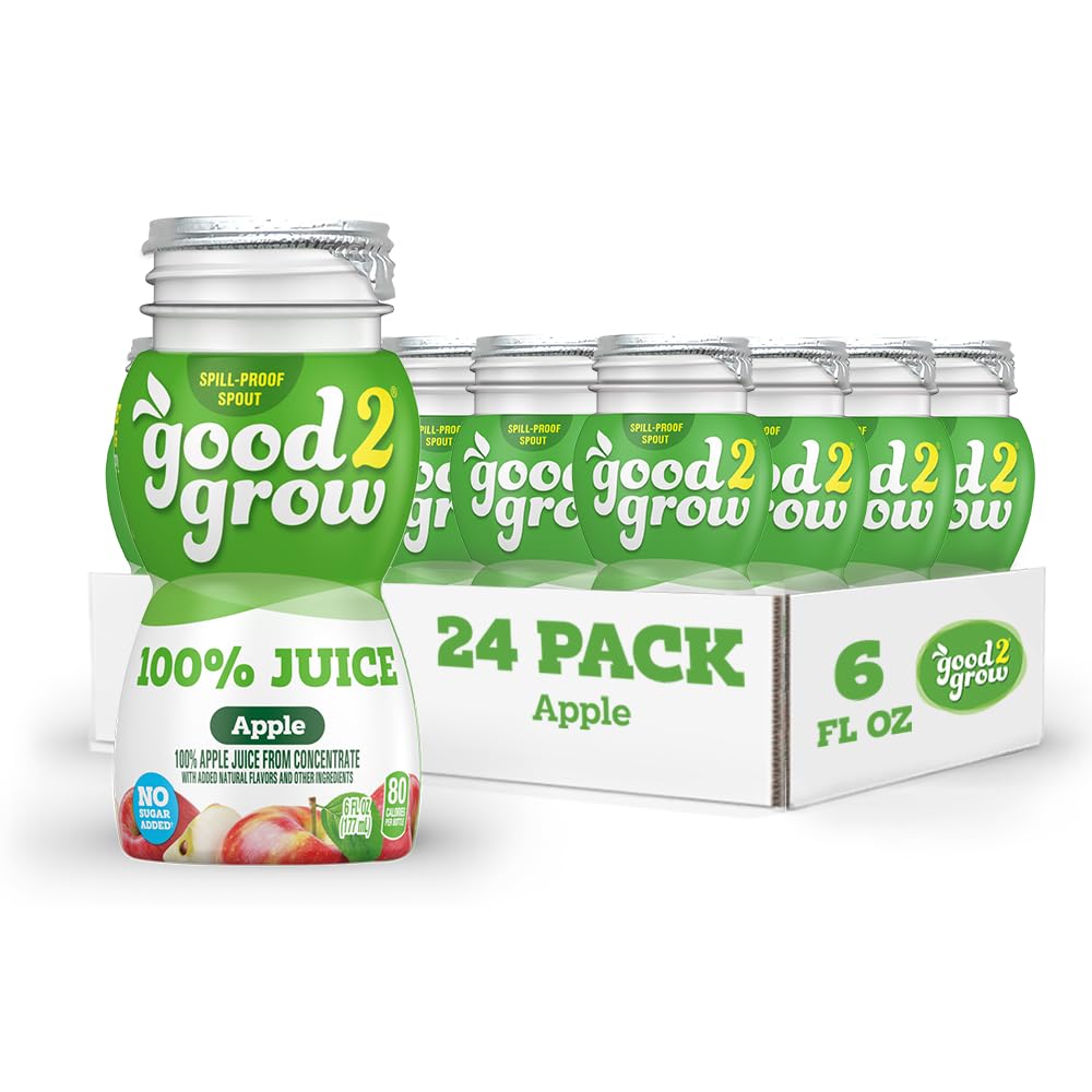 good2grow apple juice bottle 6oz refill for on-the-go kids, no added sugar, vitamin C