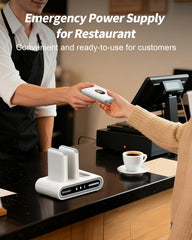GOODaaa docking station shows charging status with a steady blue indicator.