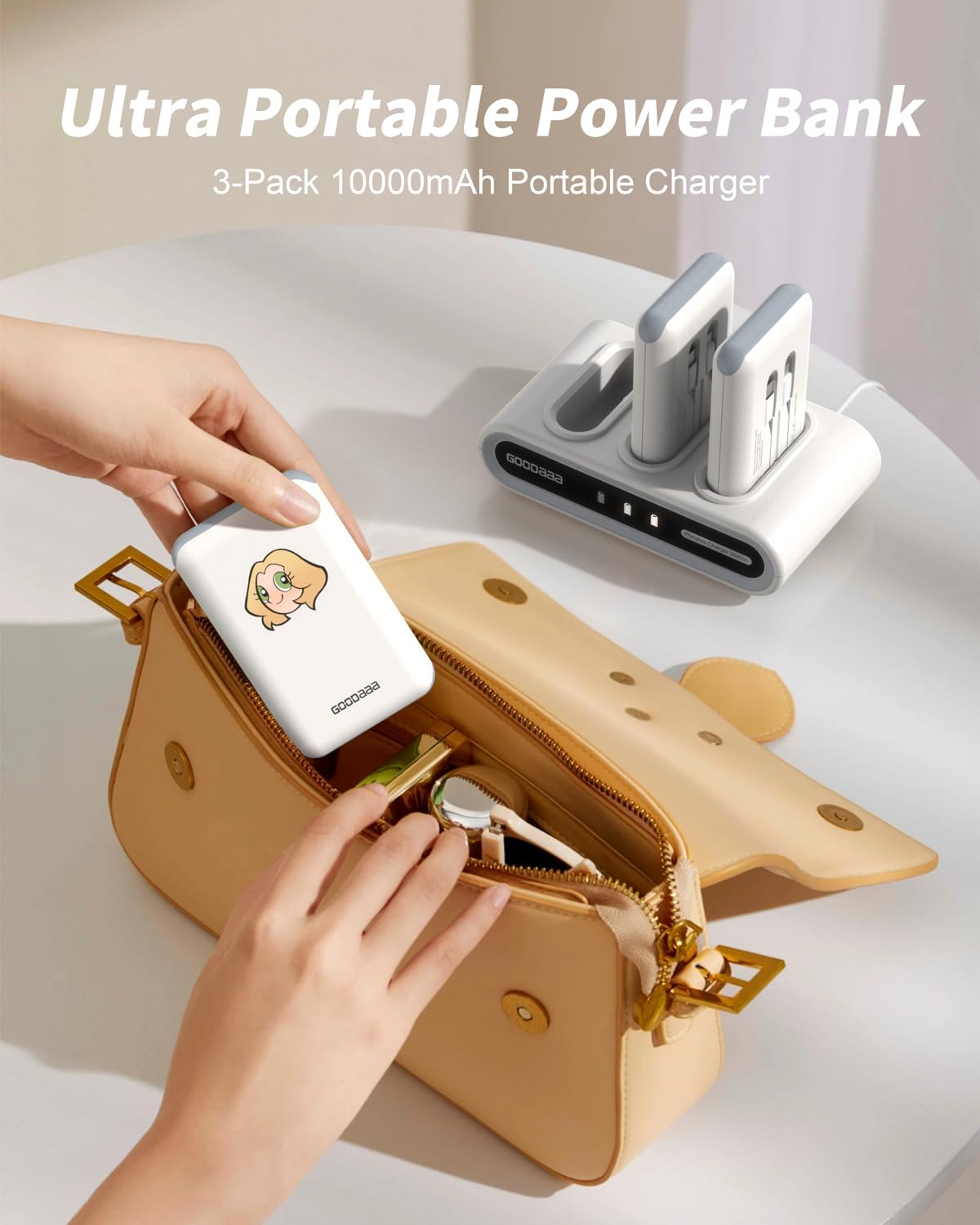 GOODaaa power bank set includes cables and adapters for home use.