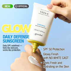 Goodal sunscreen texture swatch showing invisible, quick absorption.