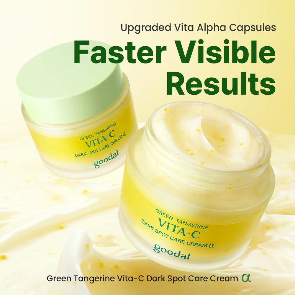 GOODAL Green Tangerine Vitamin C Cream texture swirl on skin indicating hydration.
