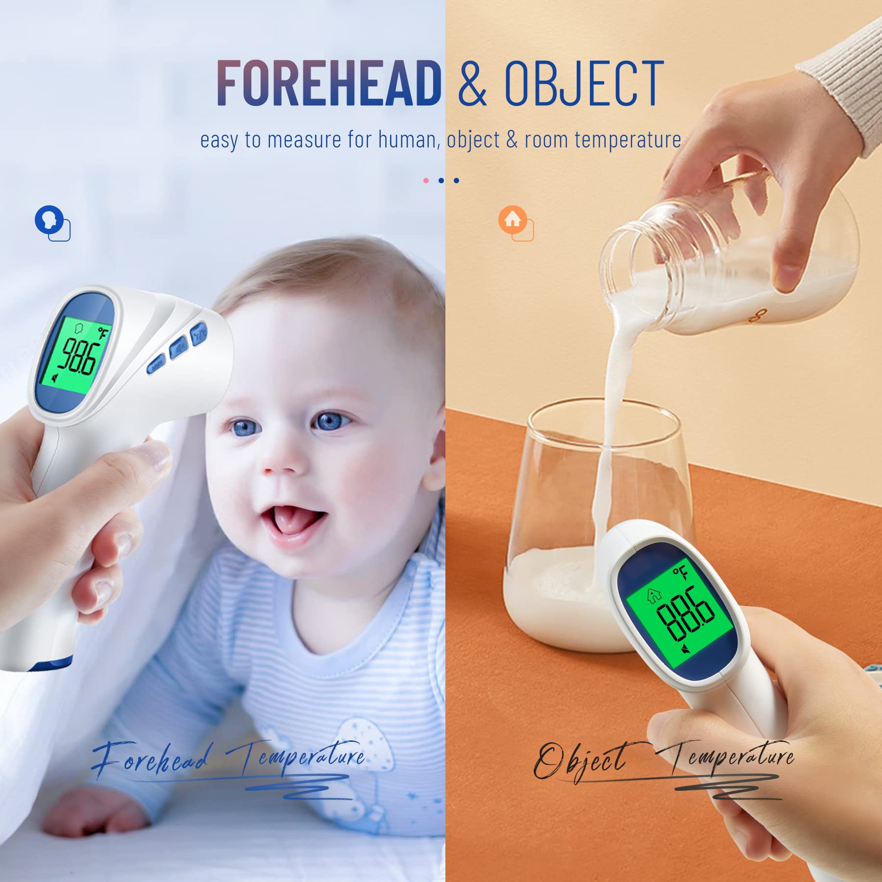 GoodBaby forehead thermometer memory recalls up to 35 readings for trend tracking.