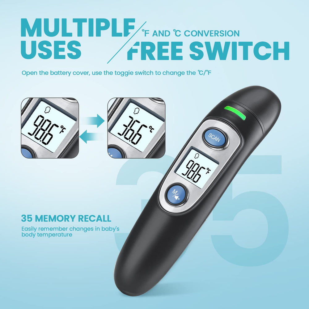 GoodBaby infrared thermometer compact design fits in hand or bag.