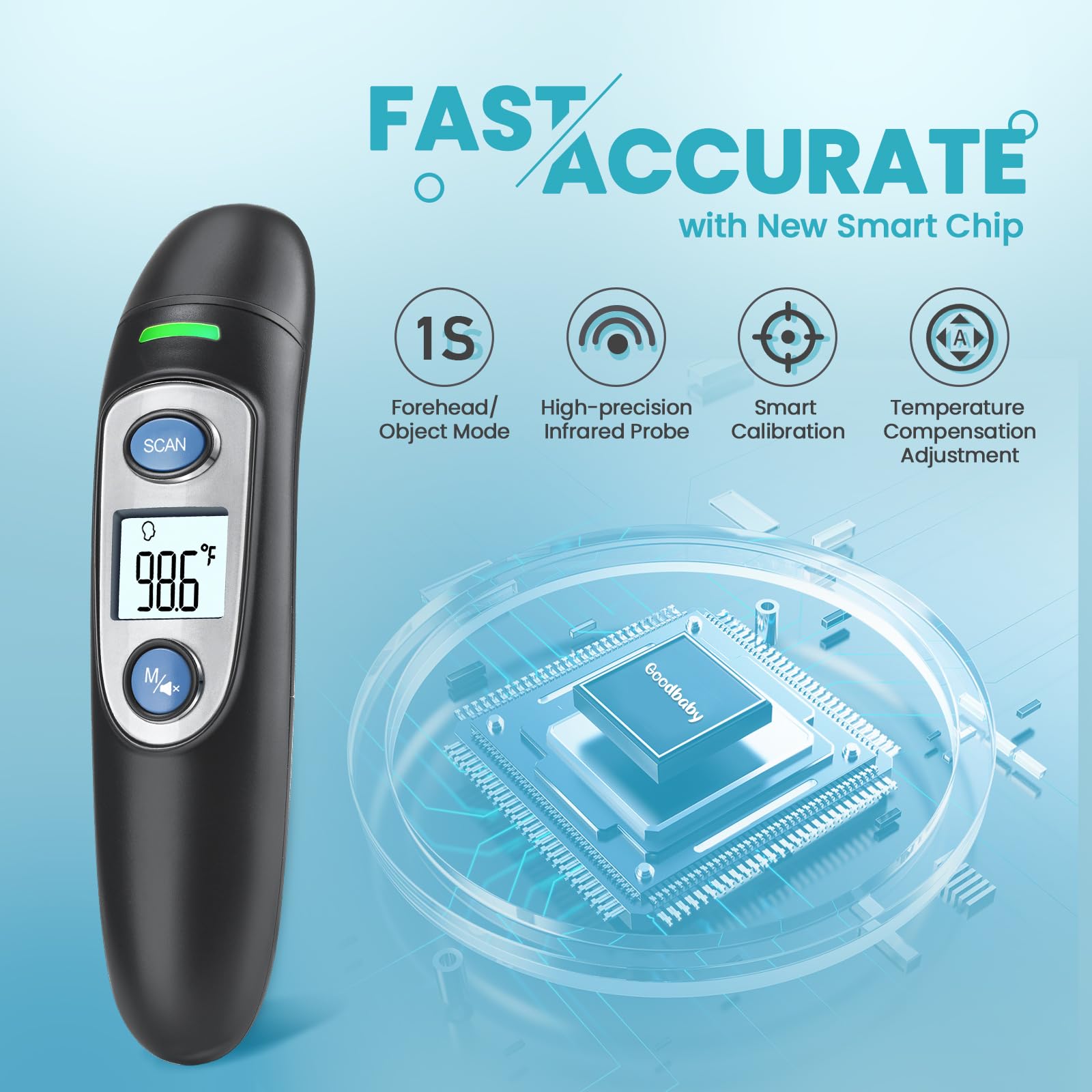 GoodBaby thermometer for night use without turning on lights.