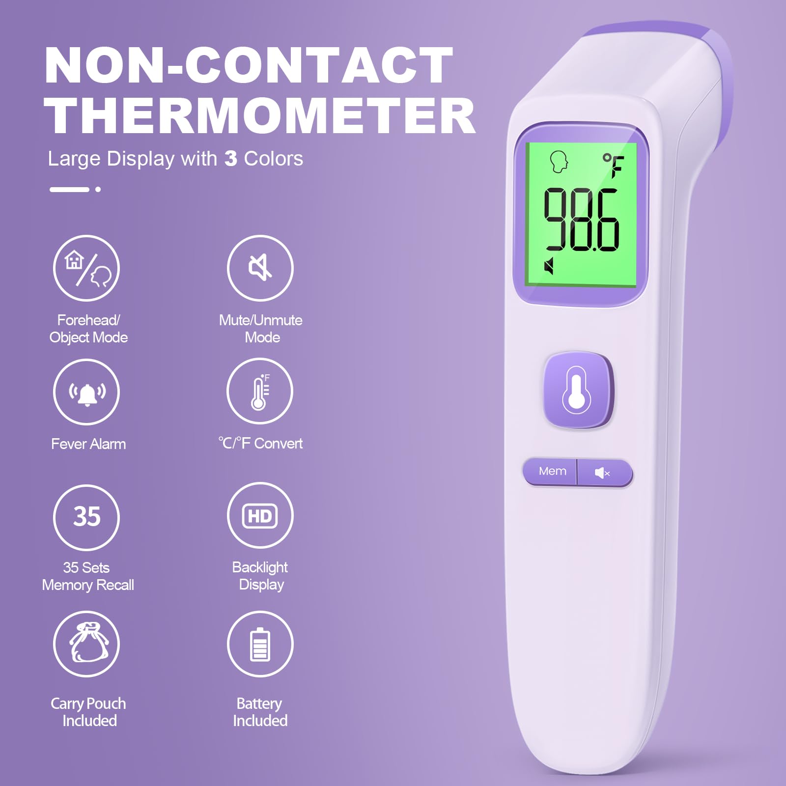 GoodBaby thermometer 2-in-1 mode for forehead and room temperature