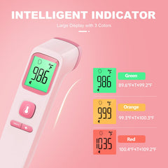 GoodBaby no-touch thermometer in 2-in-1 mode measures forehead and ambient temperature.