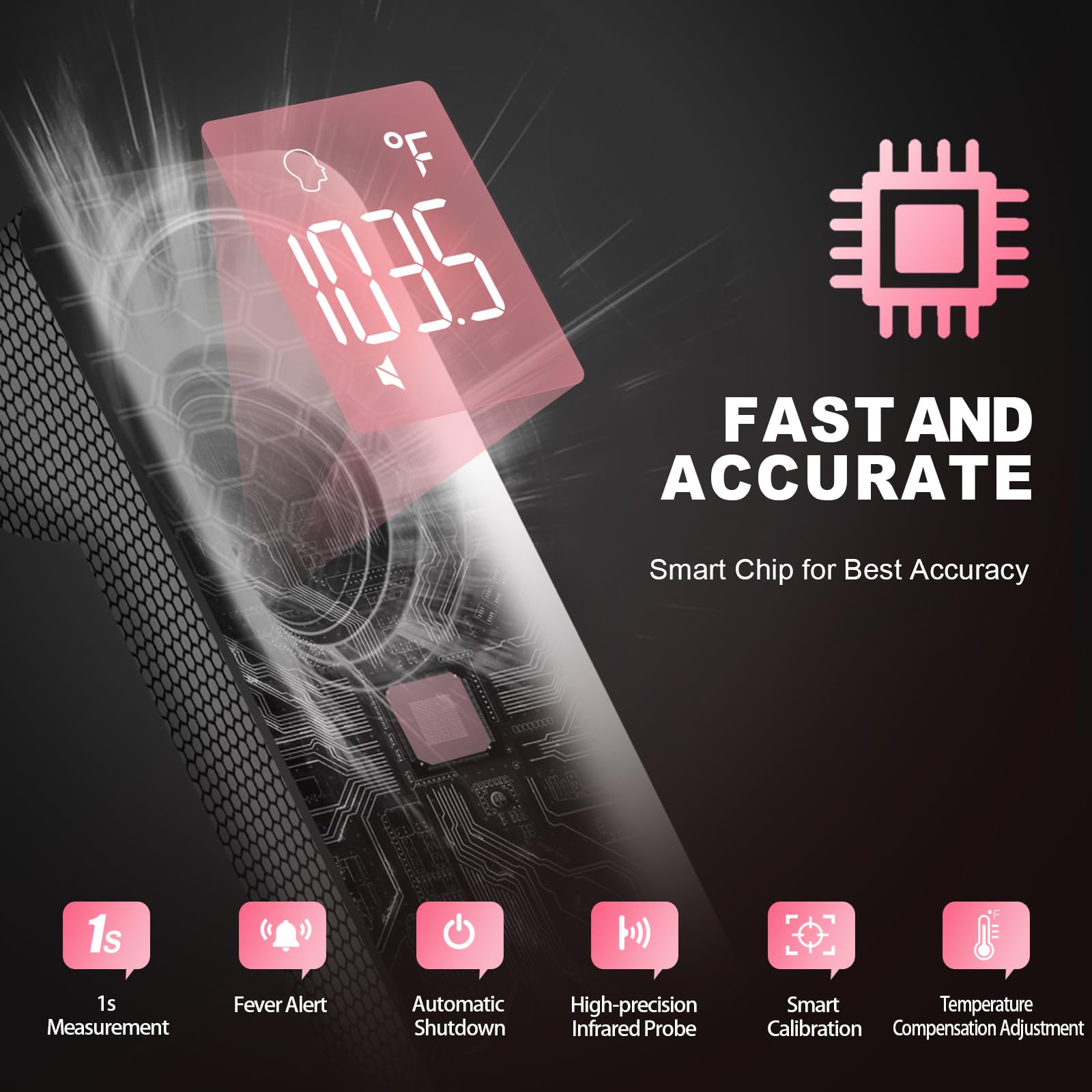 GoodBaby thermometer featuring ergonomic grip and sturdy ABS housing for confident use.