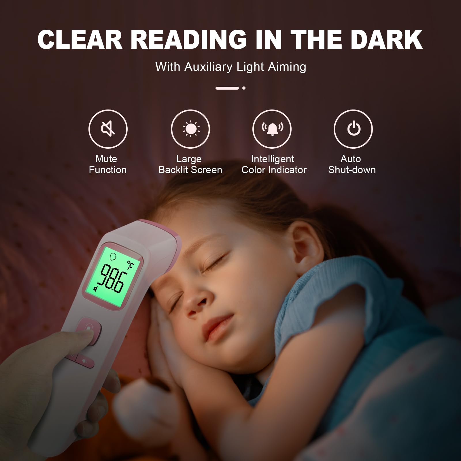 GoodBaby no-touch thermometer shown with kids, highlighting kid-friendly design and easy handling.