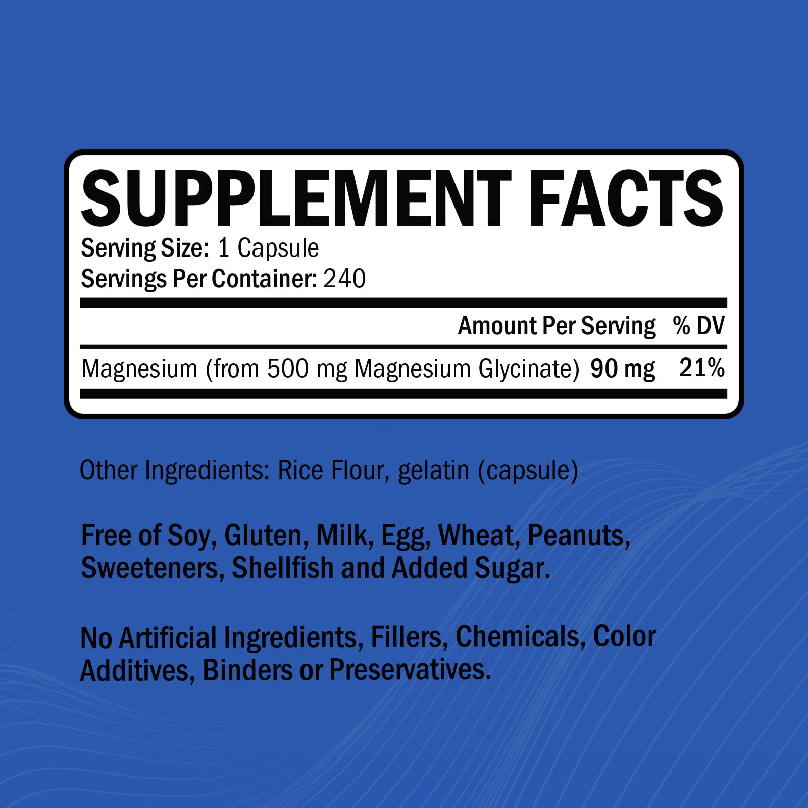GOODBIO Magnesium Glycinate capsules close-up highlighting gentle, stomach-friendly formula