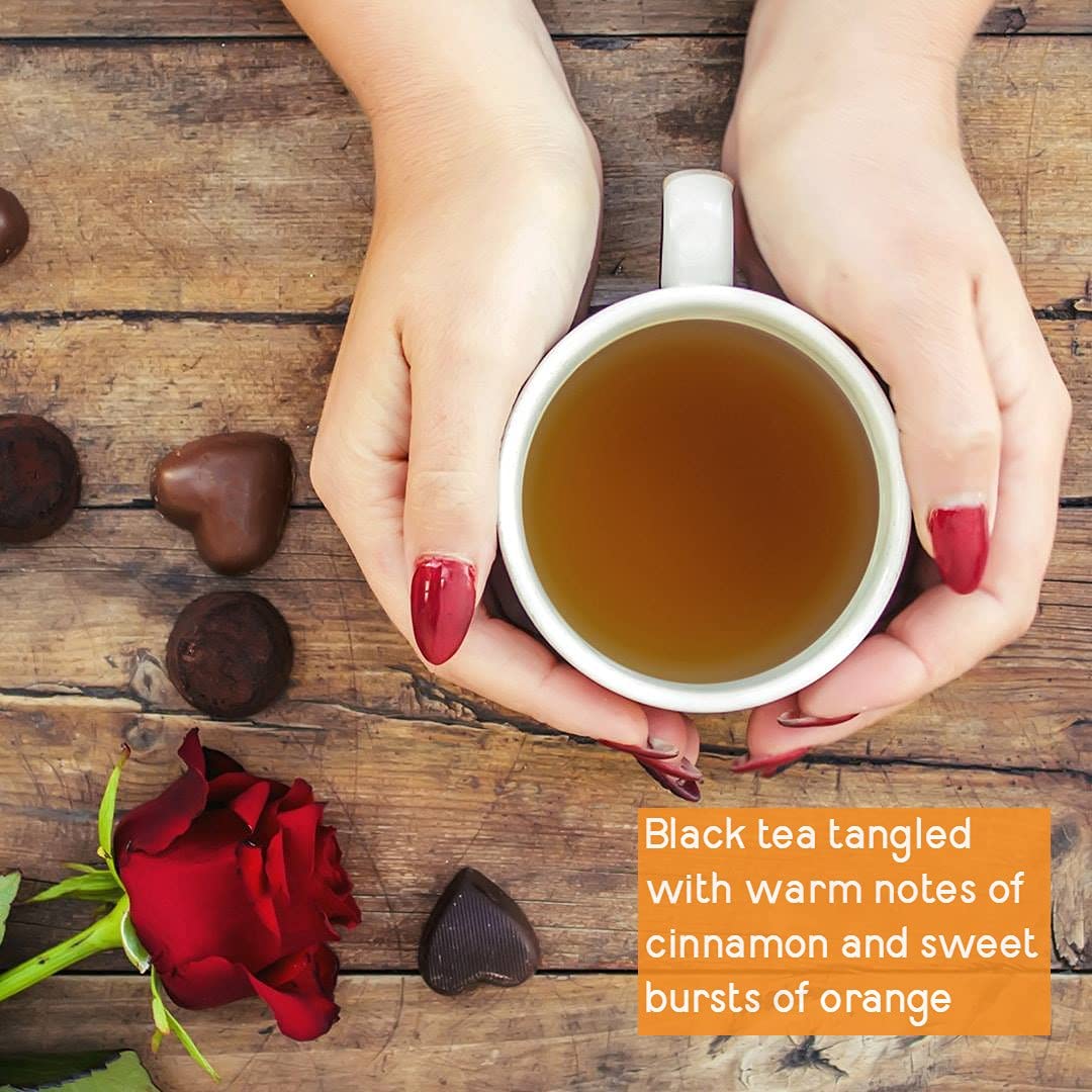 Good Earth Tea Co. Sweet & Spicy features orange peel for bright, fruity aroma.