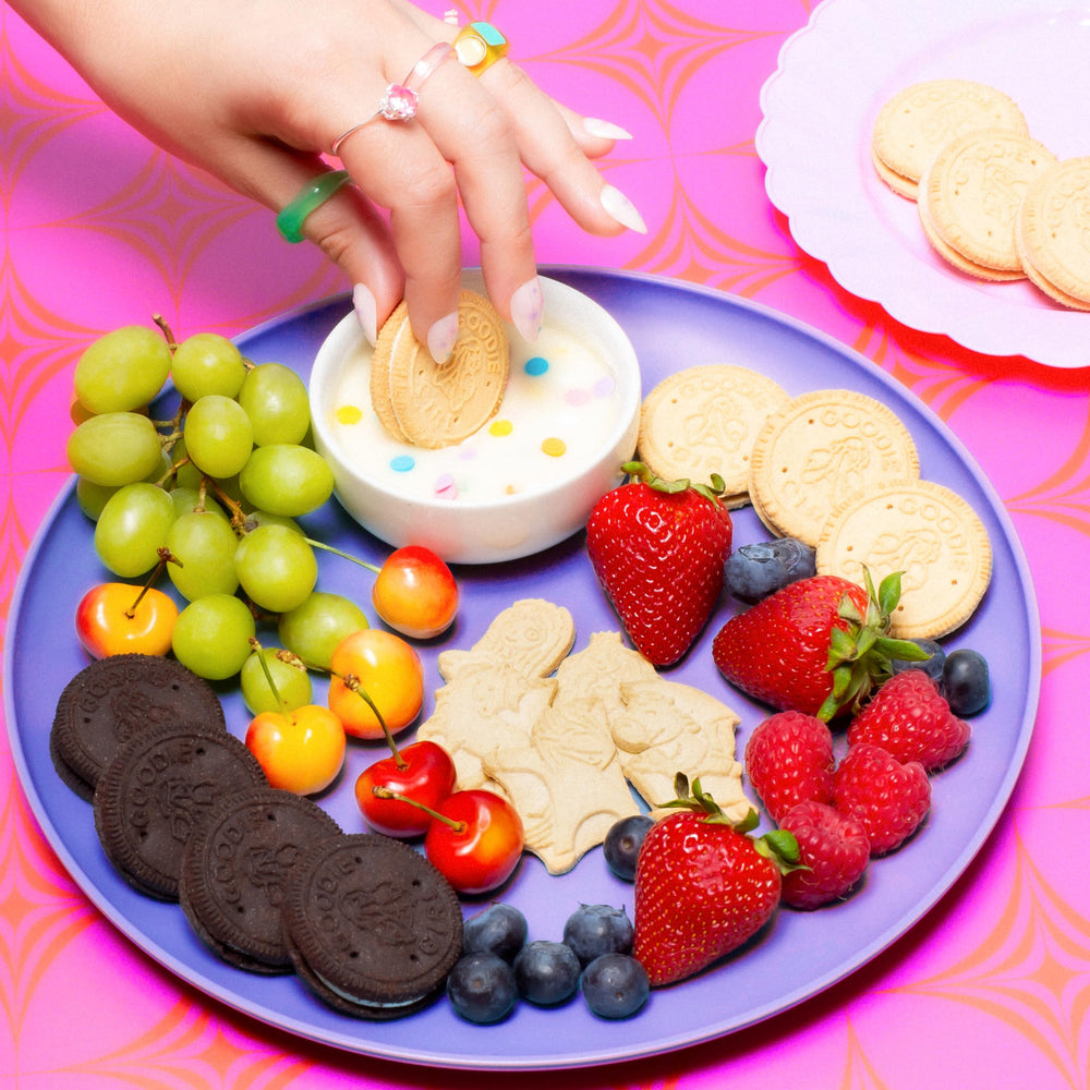 Goodie Girl family snack time moment with crackers, quick, tasty, gluten-free option.