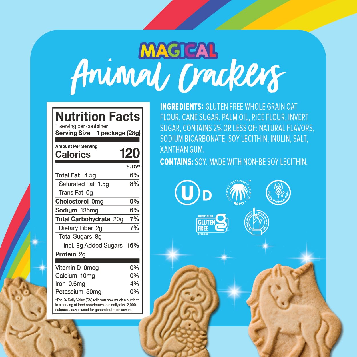Goodie Girl Magical Animal Crackers snack packs lined up, convenient 10-pack for busy mornings.