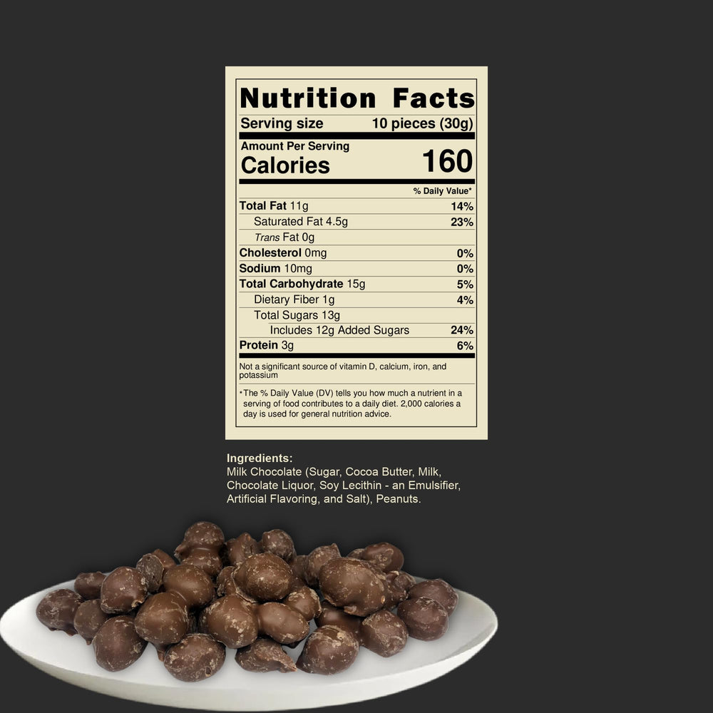 Goodland Farms milk chocolate-coated peanuts in a 1lb bag, ideal for sharing.