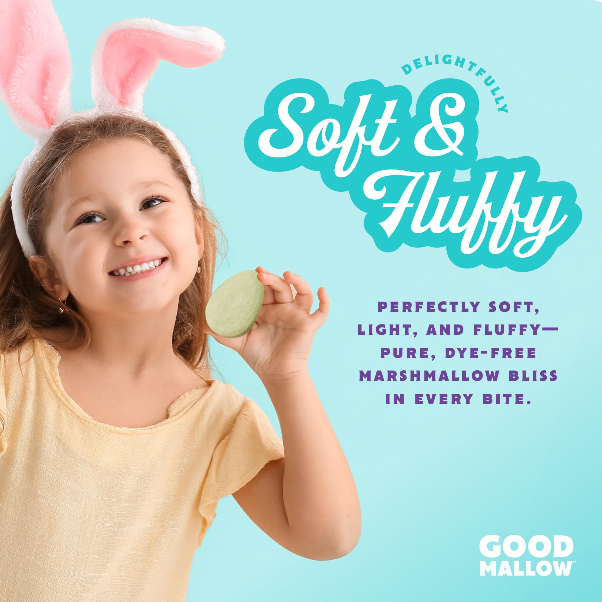 GoodMallow Easter Eggs on a plate highlighting soft fluffy texture