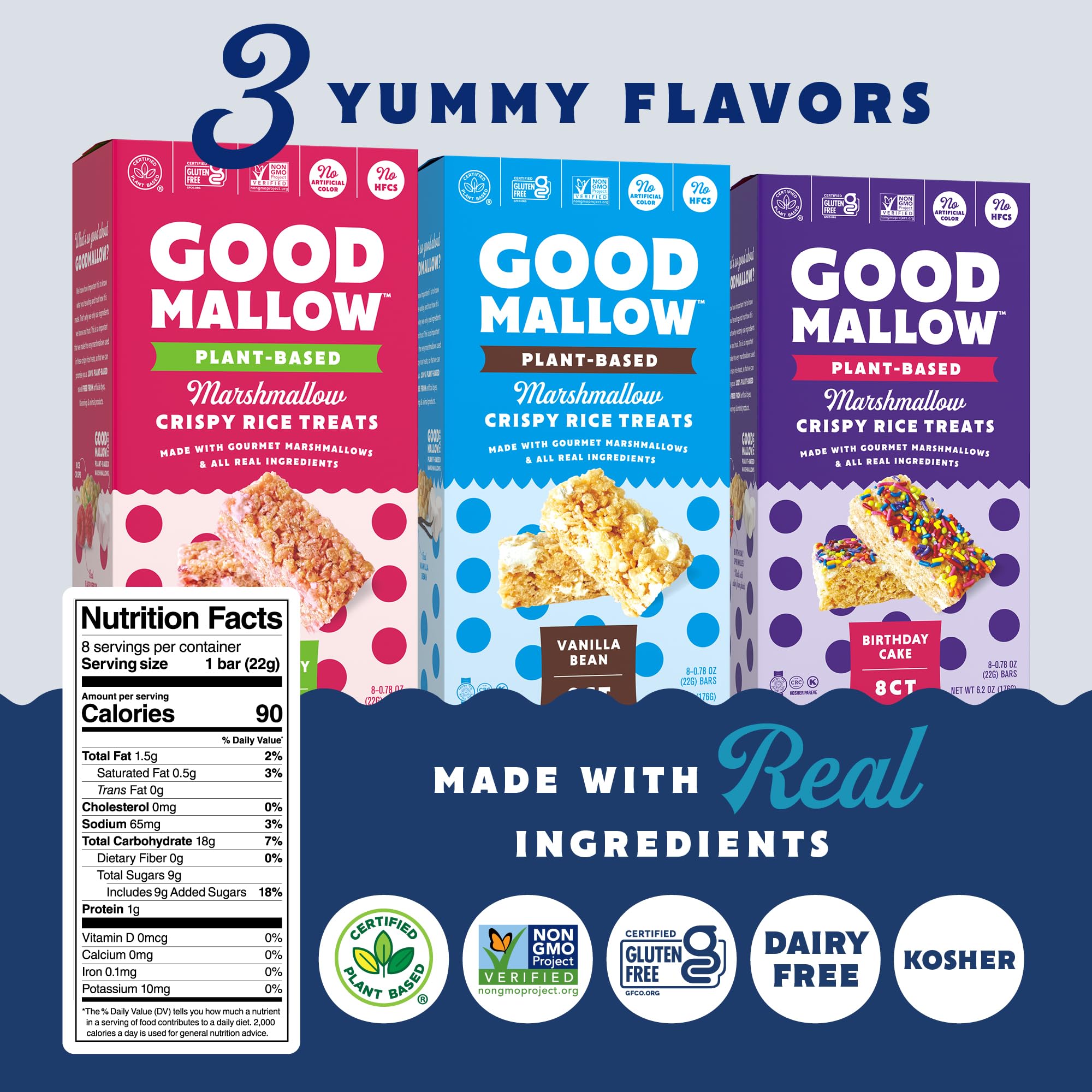 GoodMallow vegan rice crispy treats individually-wrapped for freshness