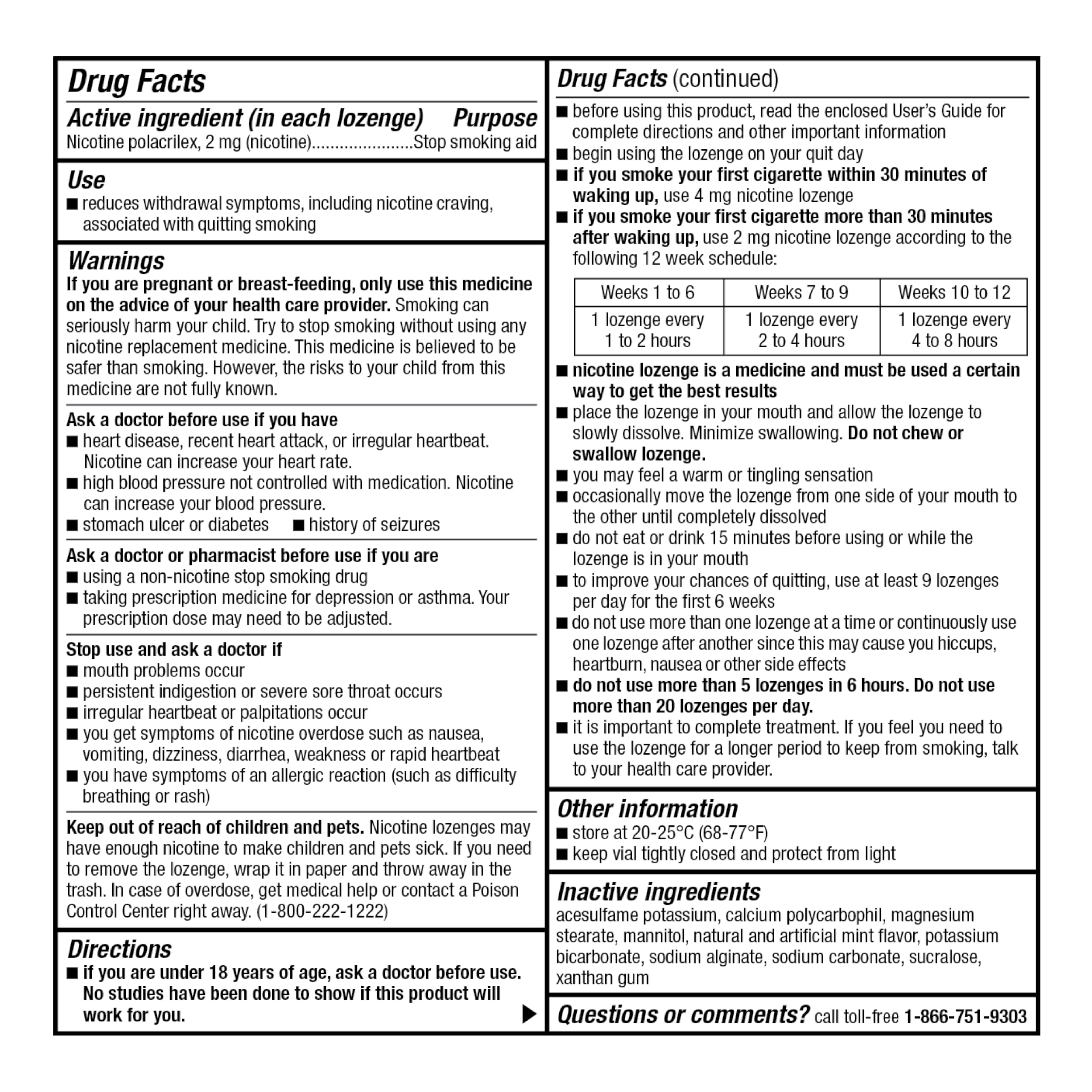 GoodSense lozenge 2 mg mint active ingredient label communicates nicotine-based aid