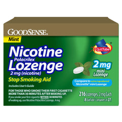 GoodSense mini nicotine lozenge 2 mg mint packaging signals a compact quit aid