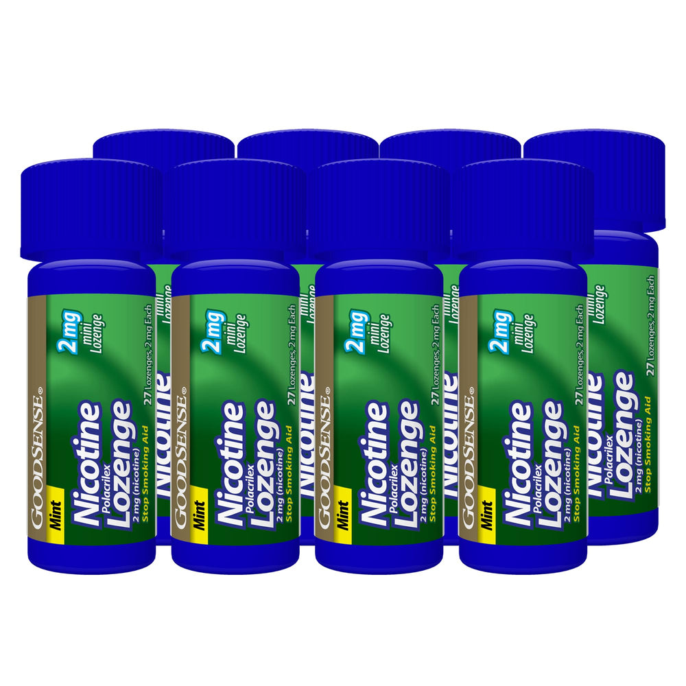 GoodSense mini lozenge 2 mg mint usage guide illustration shows stepwise relief