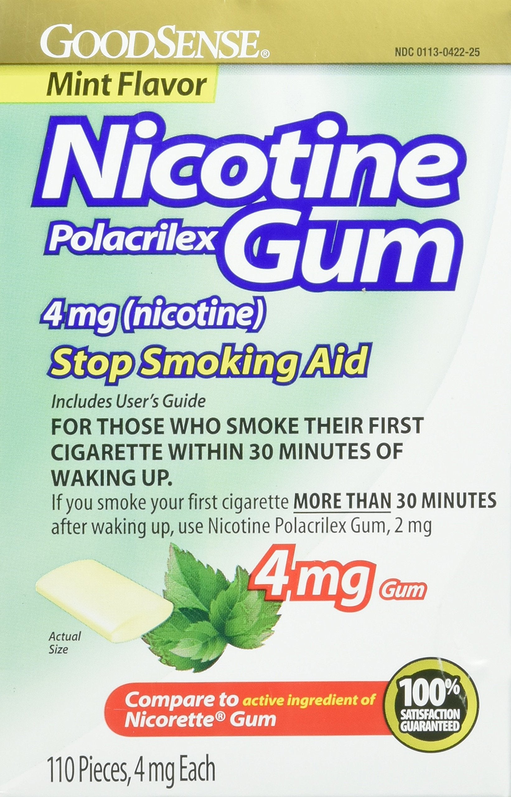 GoodSense nicotine gum mint 4 mg pack ready for cravings relief.