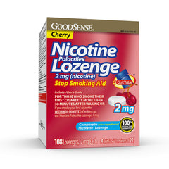 GoodSense nicotine lozenge 2 mg cherry, 108-count pack for quit support