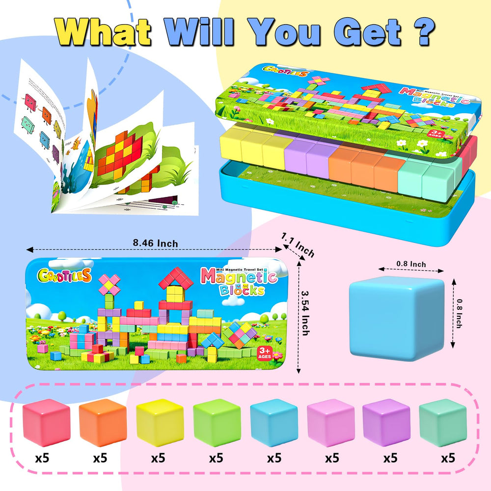 Goodtiles 40-piece magnetic blocks color set encourages creative building and color recognition