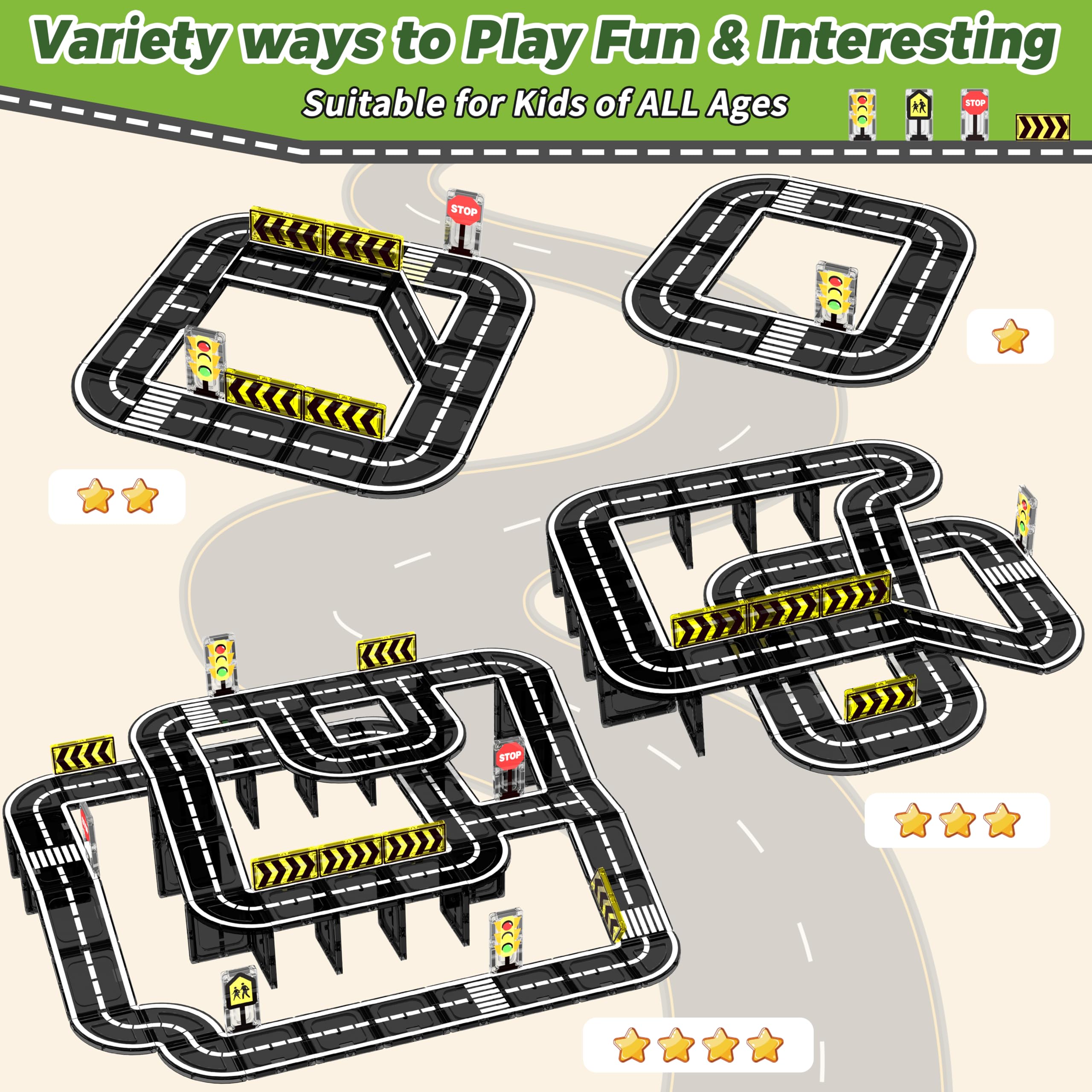 Goodtiles curved road tile enables flexible winding race layouts