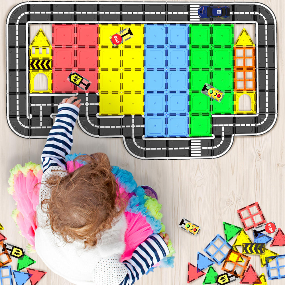Goodtiles Road map intersection play: easy setup for early STEM skills.