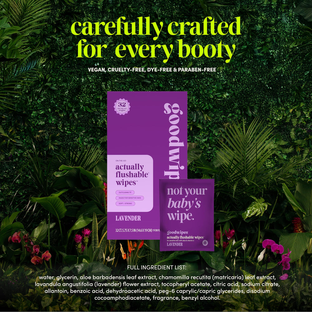 Goodwipes 40 percent larger wipes offering broader coverage per use.