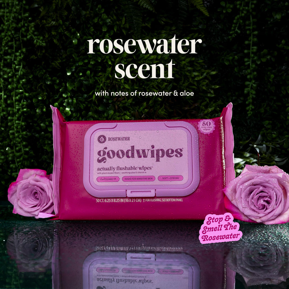 Goodwipes bathroom essentials rosewater pack for daily routines.