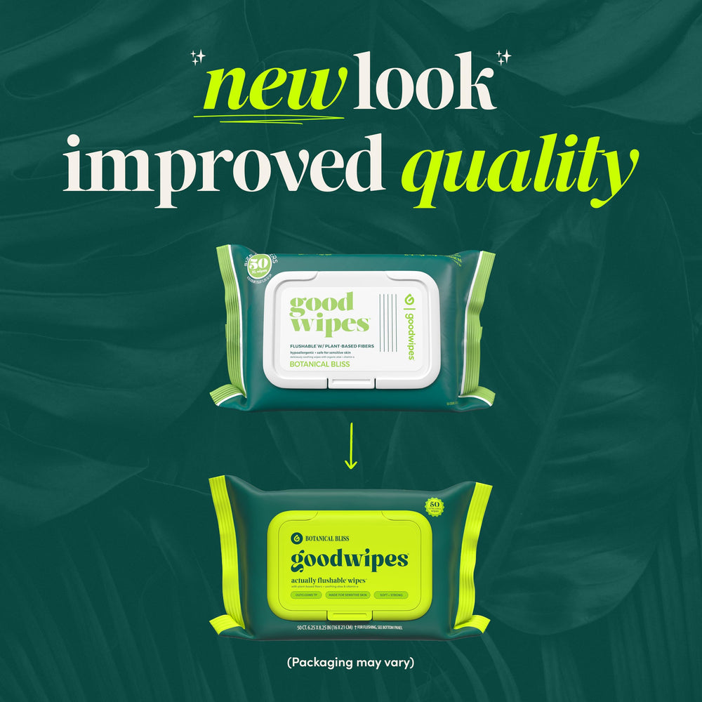 Goodwipes Botanical Bliss travel pack, TSA-friendly for on-the-go freshness.