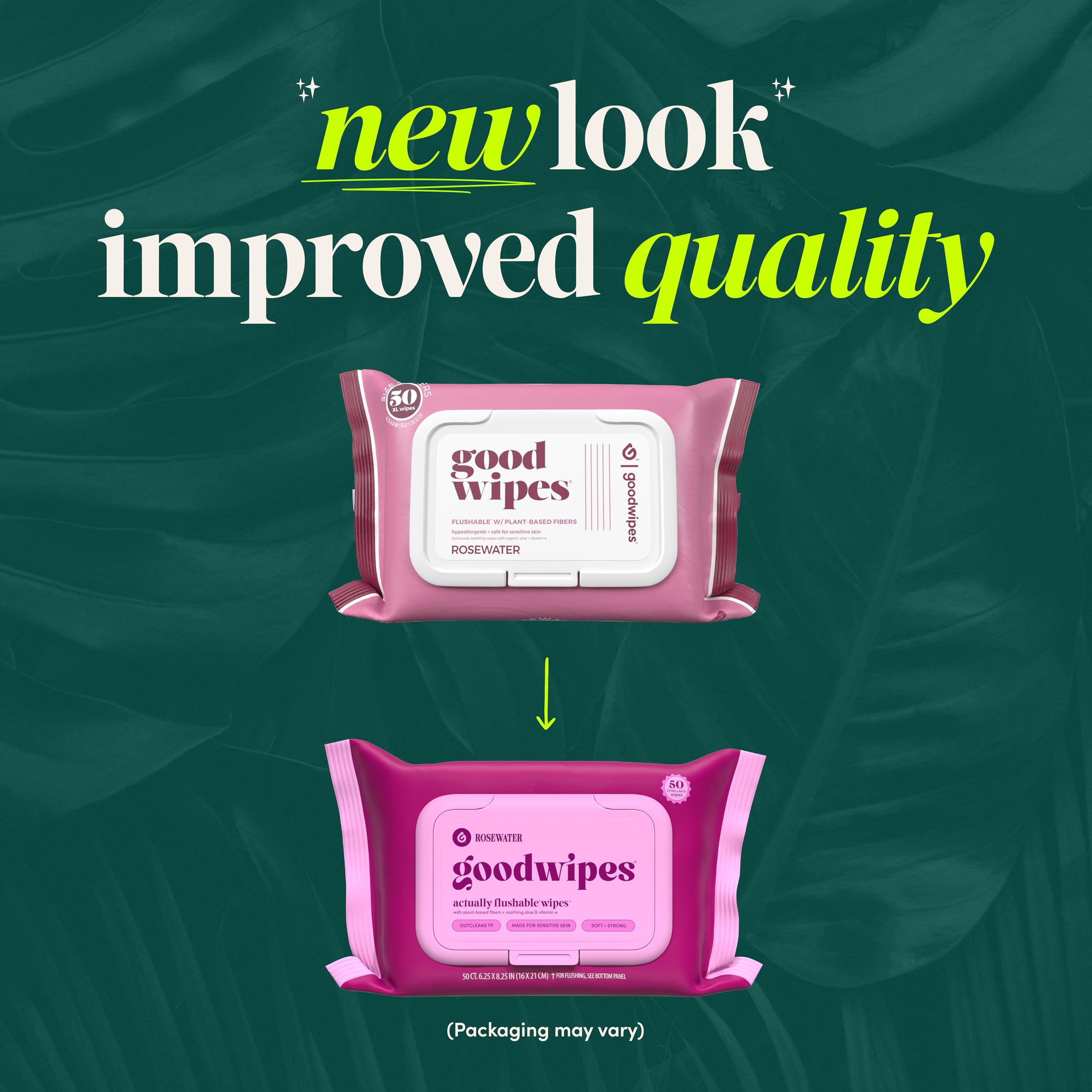 Goodwipes three-pack with individually wrapped wipes for travel.