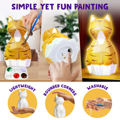Goody King Kids painting cat lamp, safe and engaging craft for ages four to twelve.