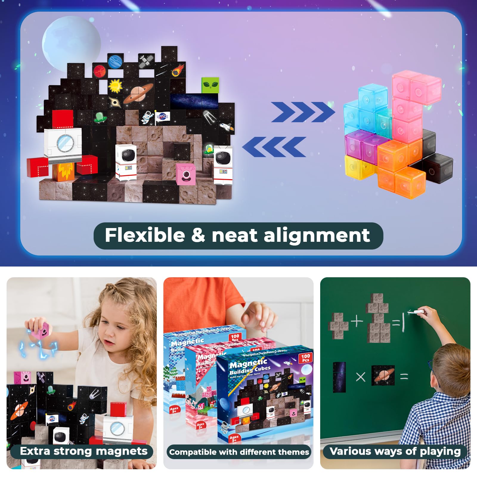 Goody King space theme tiles promote hands-on exploration and model construction.