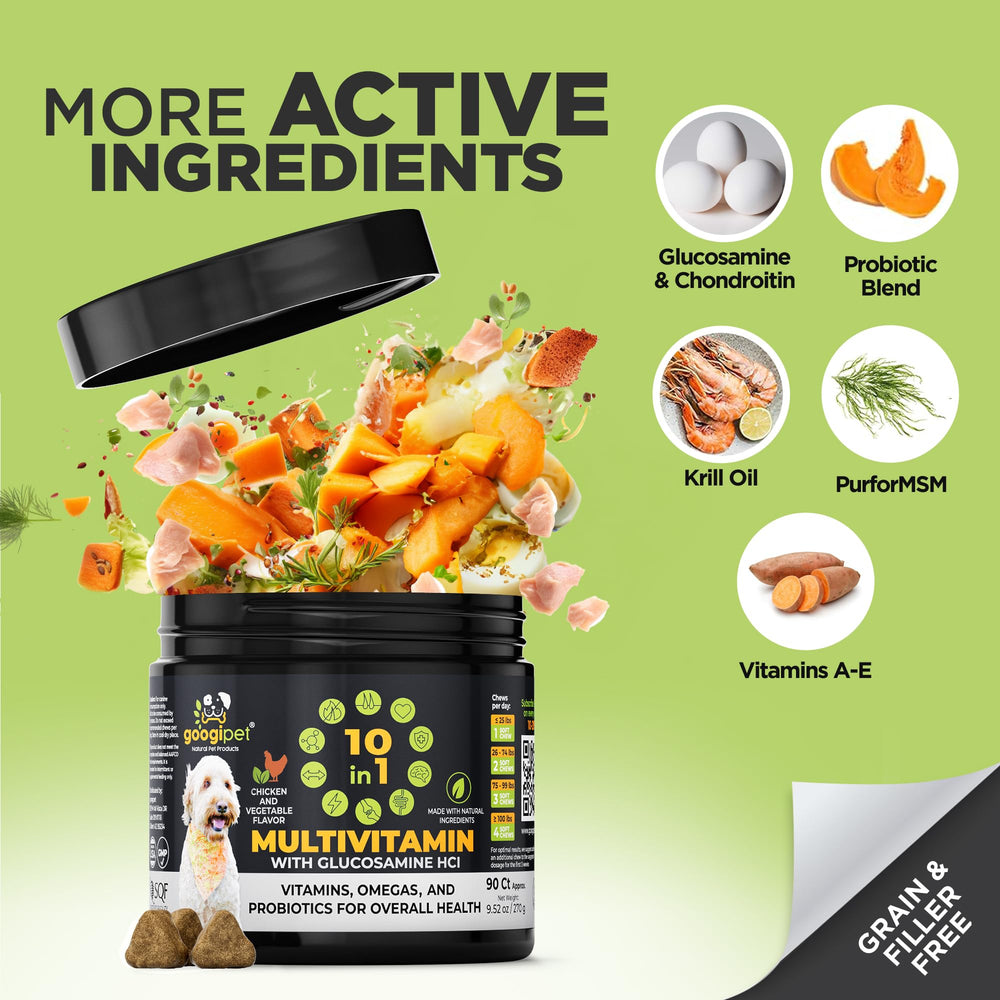 Googipet Chicken-flavored bites that dogs eagerly take during vitamin time