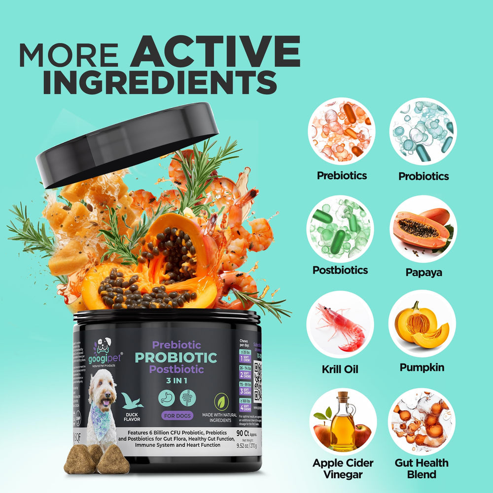 Googipet Probiotics itchy ears and skin balance in dogs.