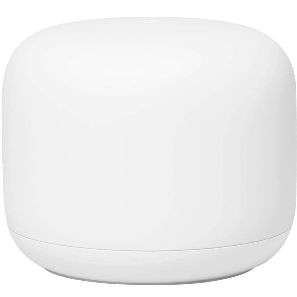 Google Nest Wifi router front view shows a sleek design for quick setup and reliable coverage.