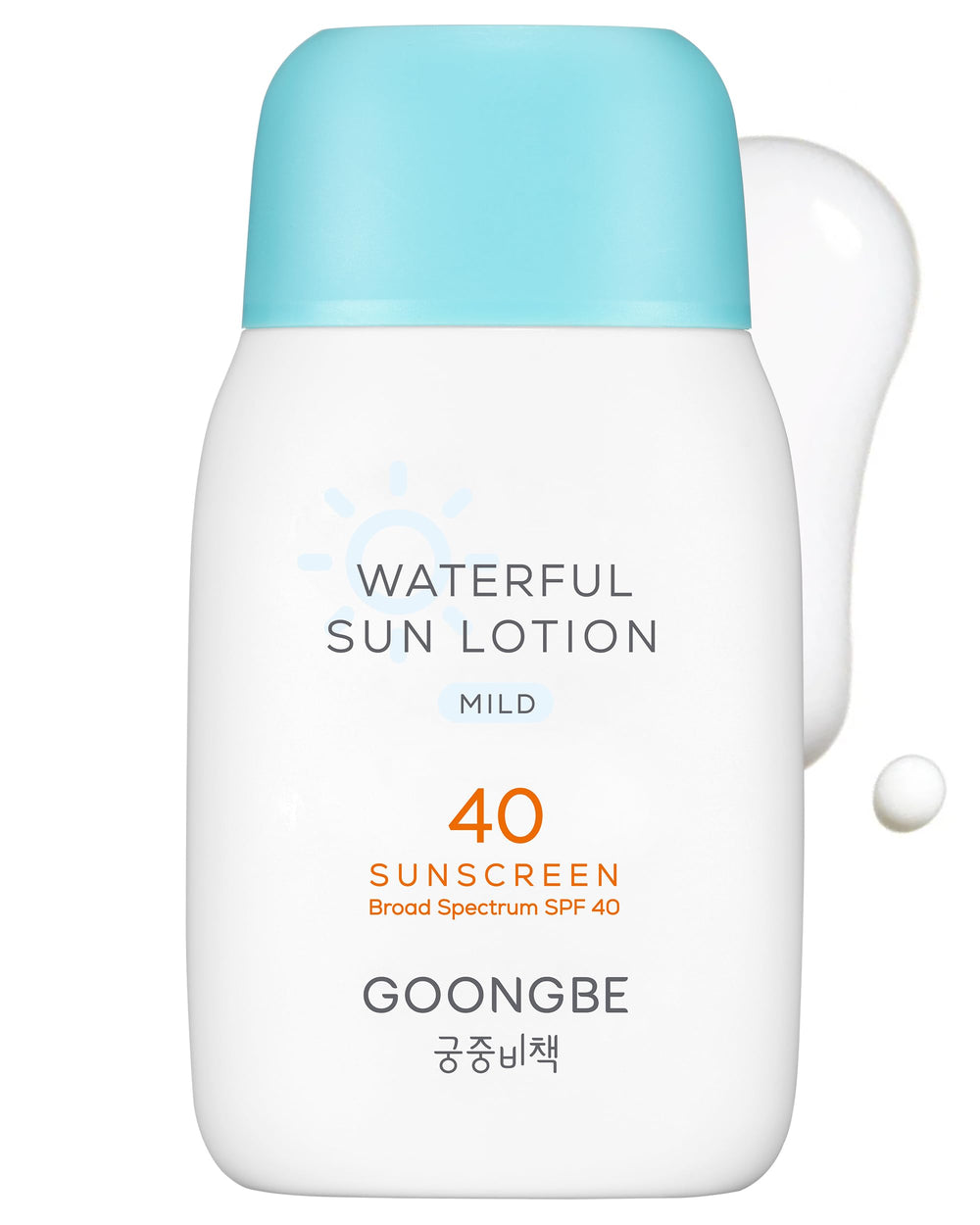 GOONGBE Waterful Sun Lotion bottle front – mineral sunscreen for sensitive skin.