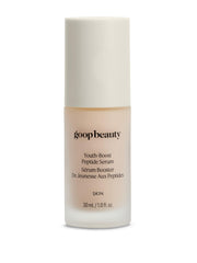 Goop Beauty Peptide Serum bottle shown, delivering hydration and user-friendly application.