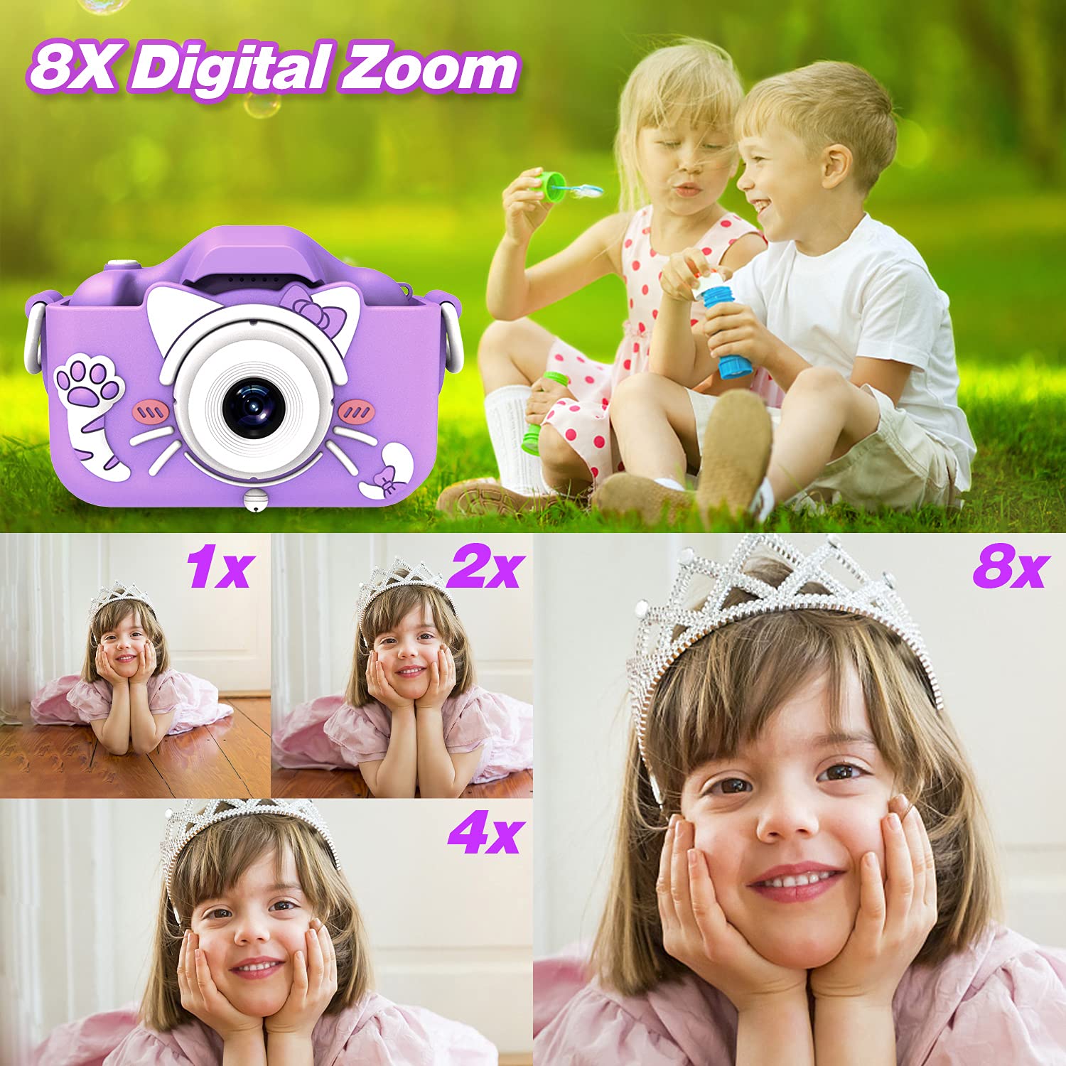 Goopow Kids Camera USB recharge provides kid-friendly power.