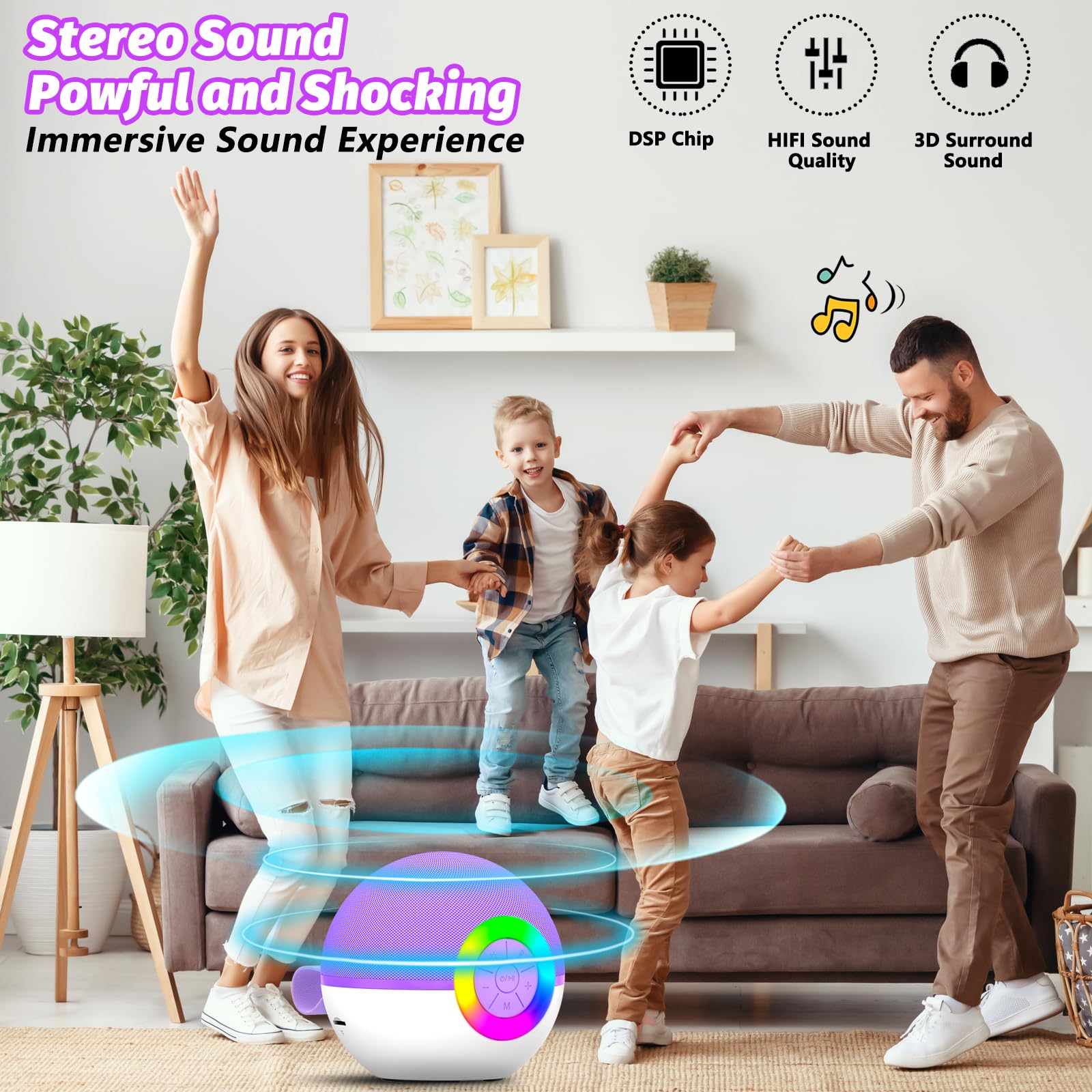 Goopow Mini Karaoke Machine side view showcasing portable design for outdoor use