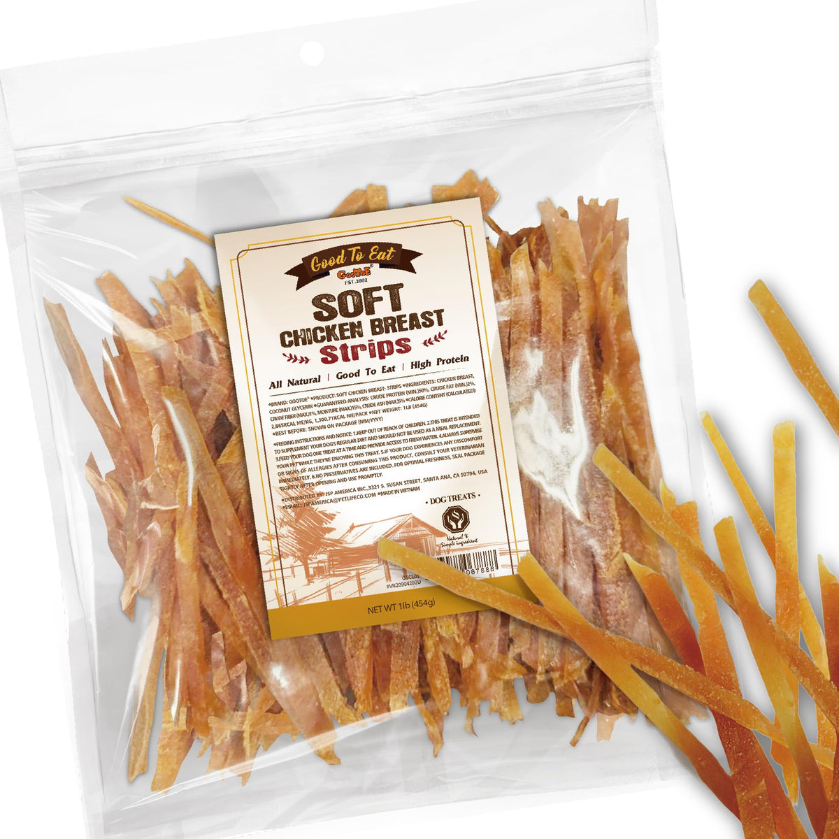 Gootoe Soft Dog Treats chicken jerky in resealable packaging for easy storage