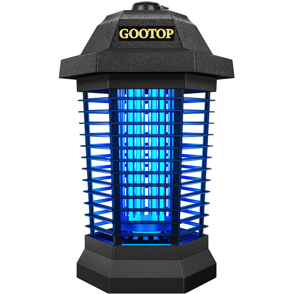 GOOTOP Bug Zapper outdoor front view showing compact design and attract-at-work setup.