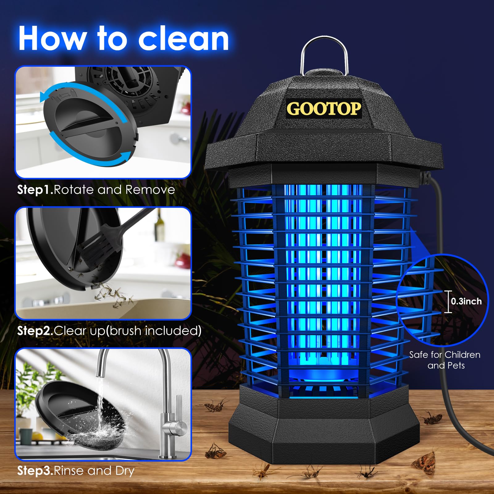 GOOTOP Bug Zapper covers up to half-acre for outdoor spaces.