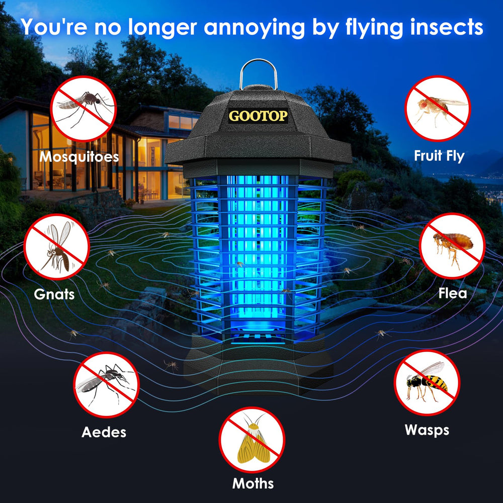 GOOTOP Bug Zapper mounted on wall for patio pest control.